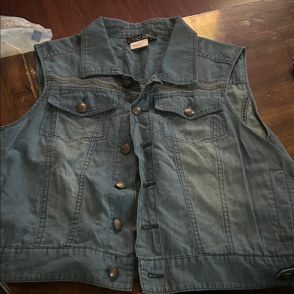City Girl Blue Denim Sleeveless Jacket
